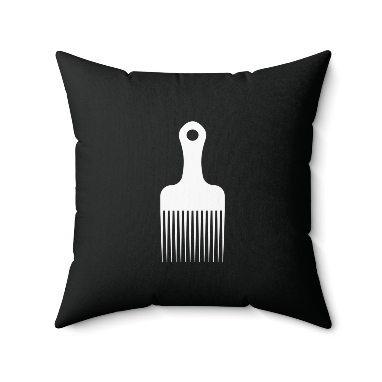 Black Throw Pillow With White Afro Pick Comb