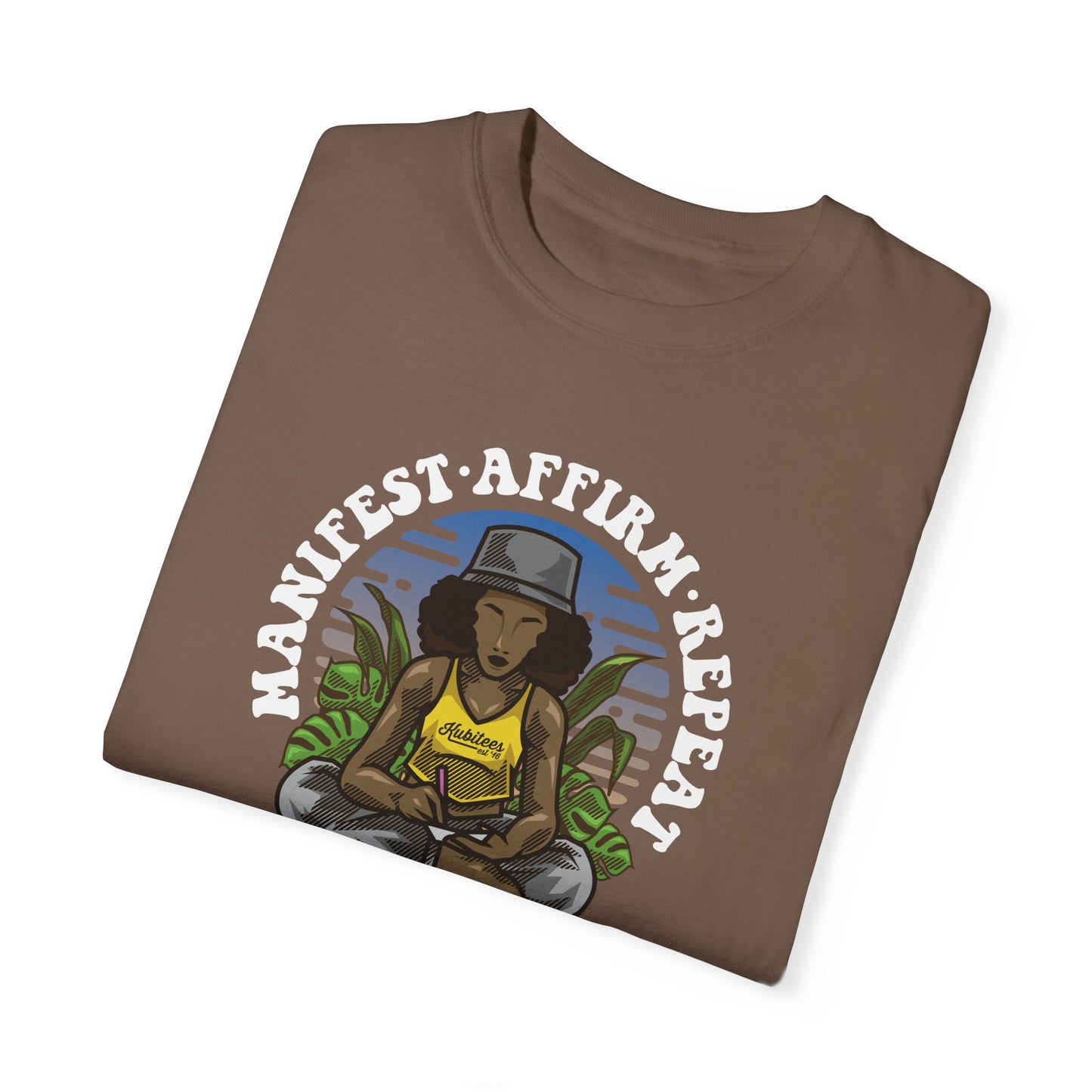 Manifest Affirm Repeat T-shirt | Unisex Positive Vibes Tee for Mindfulness, Self-Care, Gift for Friends, Yoga Lovers
