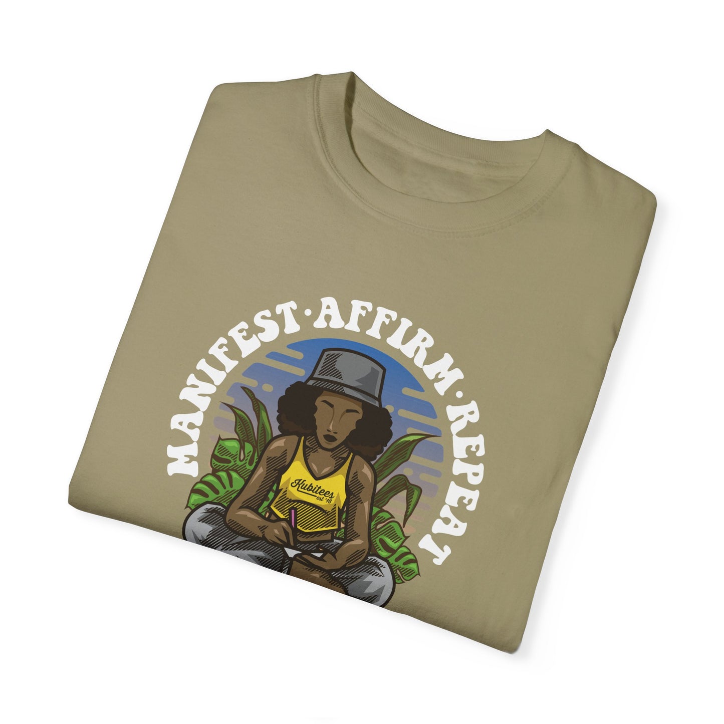 Manifest Affirm Repeat T-shirt | Unisex Positive Vibes Tee for Mindfulness, Self-Care, Gift for Friends, Yoga Lovers