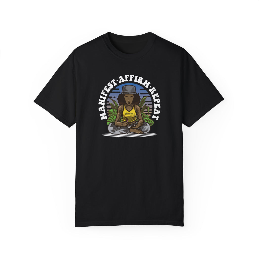 Manifest Affirm Repeat T-shirt | Unisex Positive Vibes Tee for Mindfulness, Self-Care, Gift for Friends, Yoga Lovers