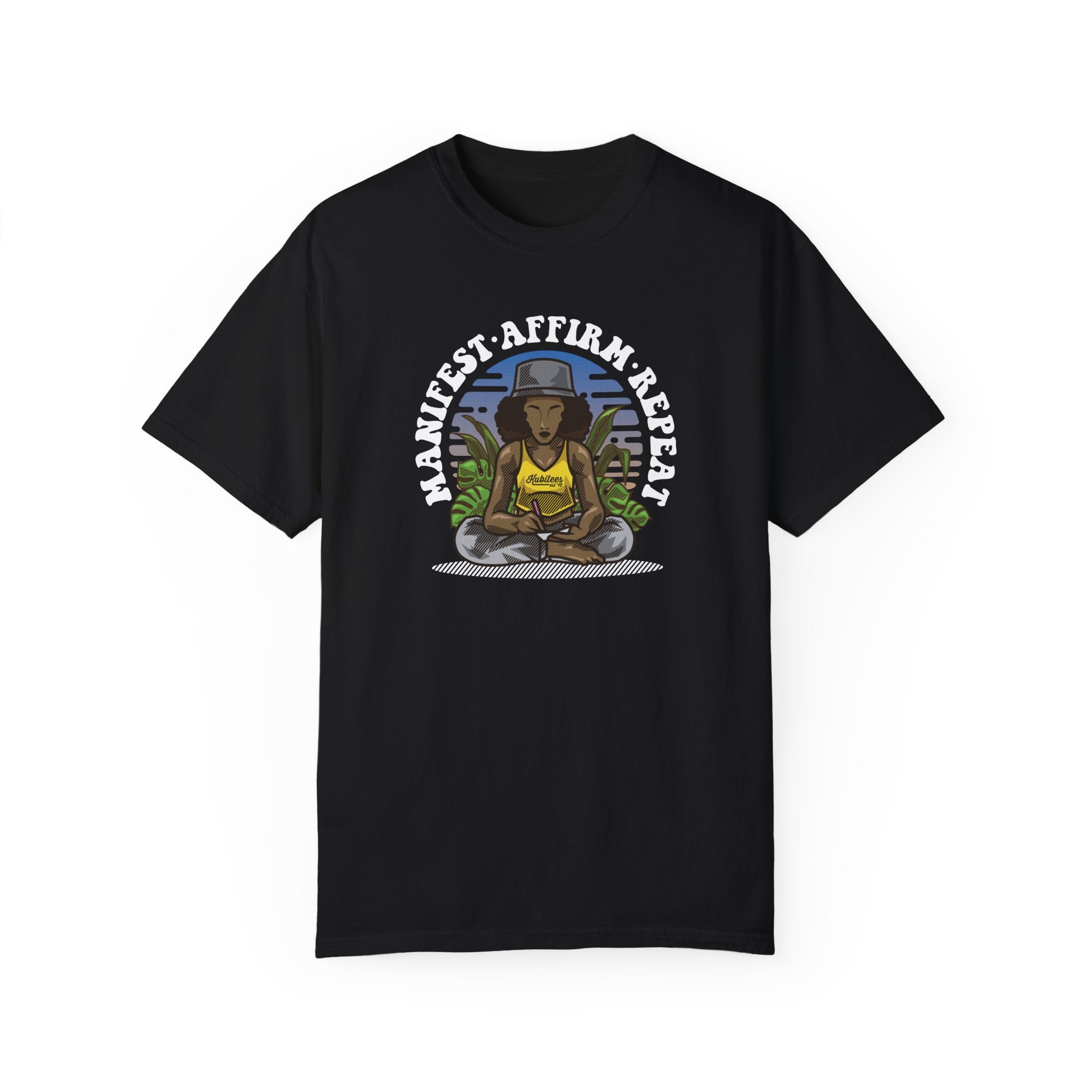 Manifest Affirm Repeat T-shirt | Unisex Positive Vibes Tee for Mindfulness, Self-Care, Gift for Friends, Yoga Lovers