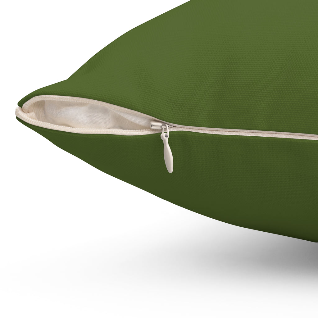 Khaki Green Throw Pillow With White Afro Pick Comb