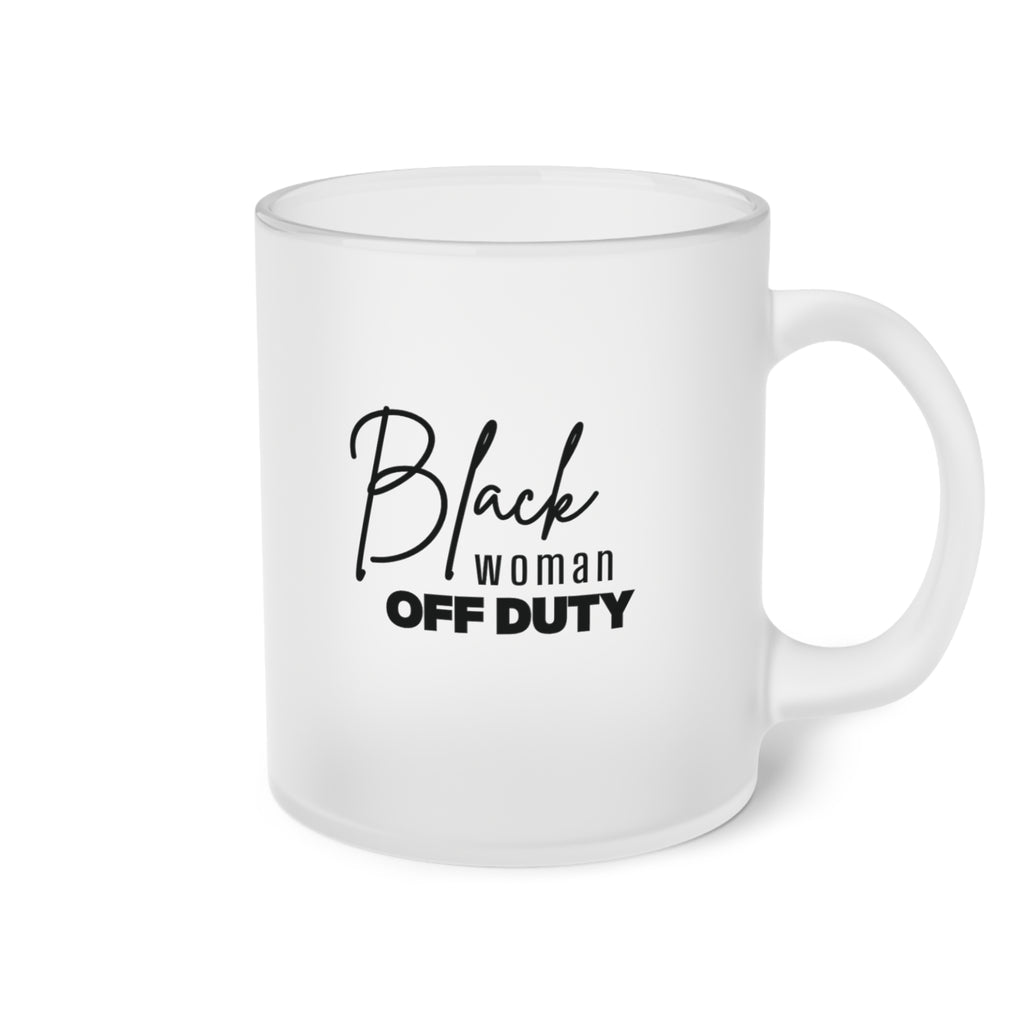 Black Woman Off Duty Frosted Glass Mug