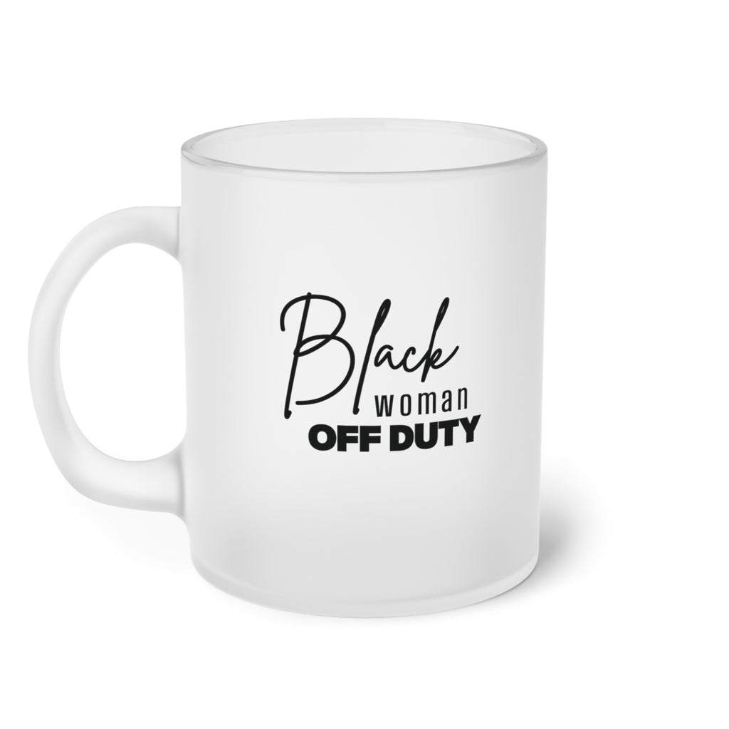 Black Woman Off Duty Frosted Glass Mug