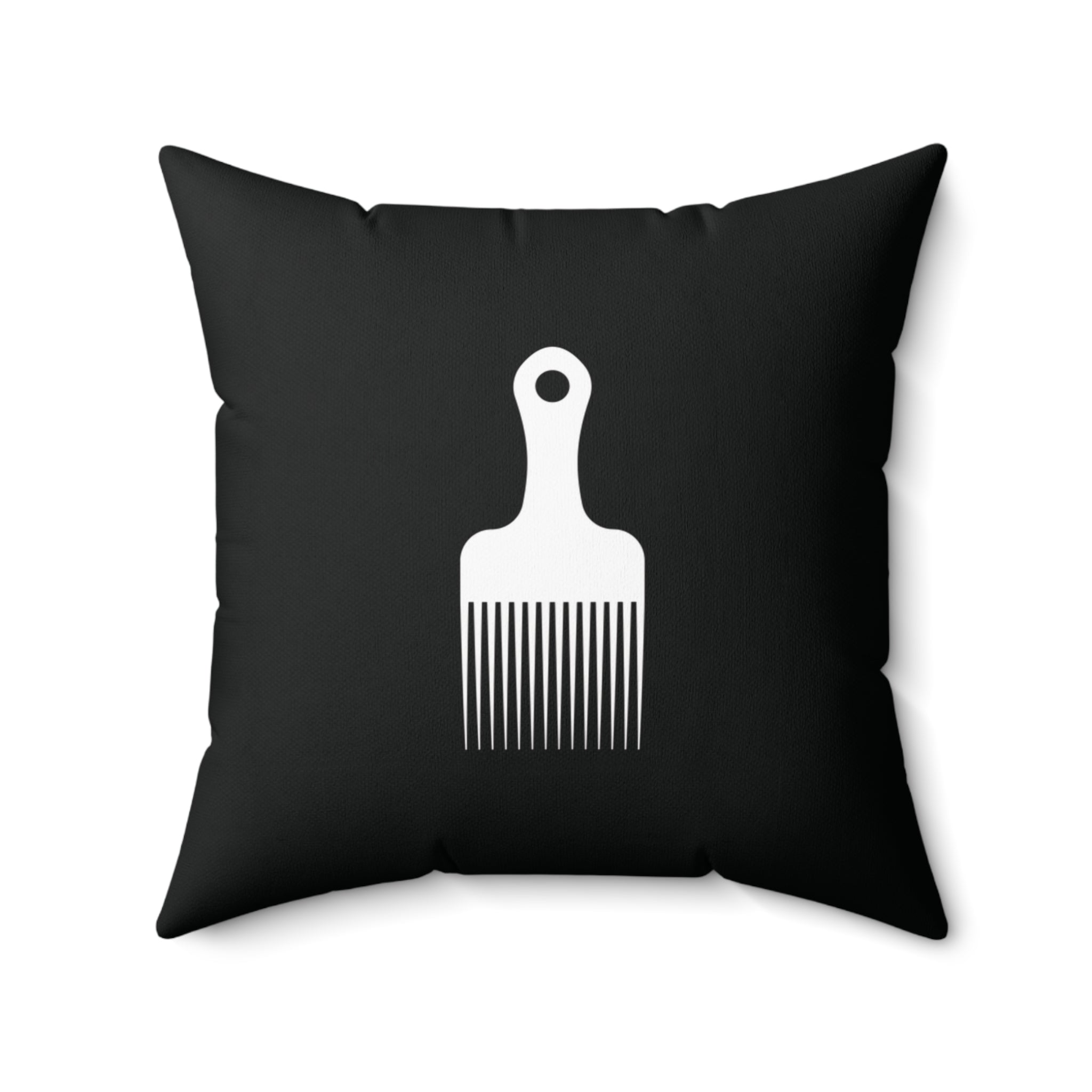 Black Throw Pillow With White Afro Pick Comb